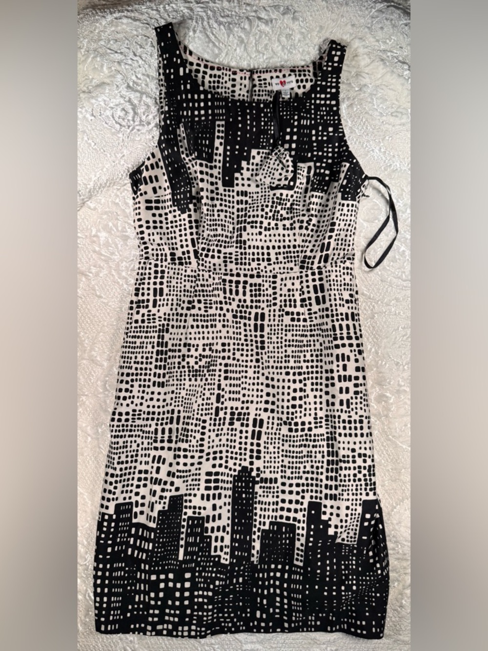 Anthropologie Black & White Printed Midi Sheath Dress